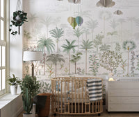 Vibrant jungle mural with tropical theme for walls
