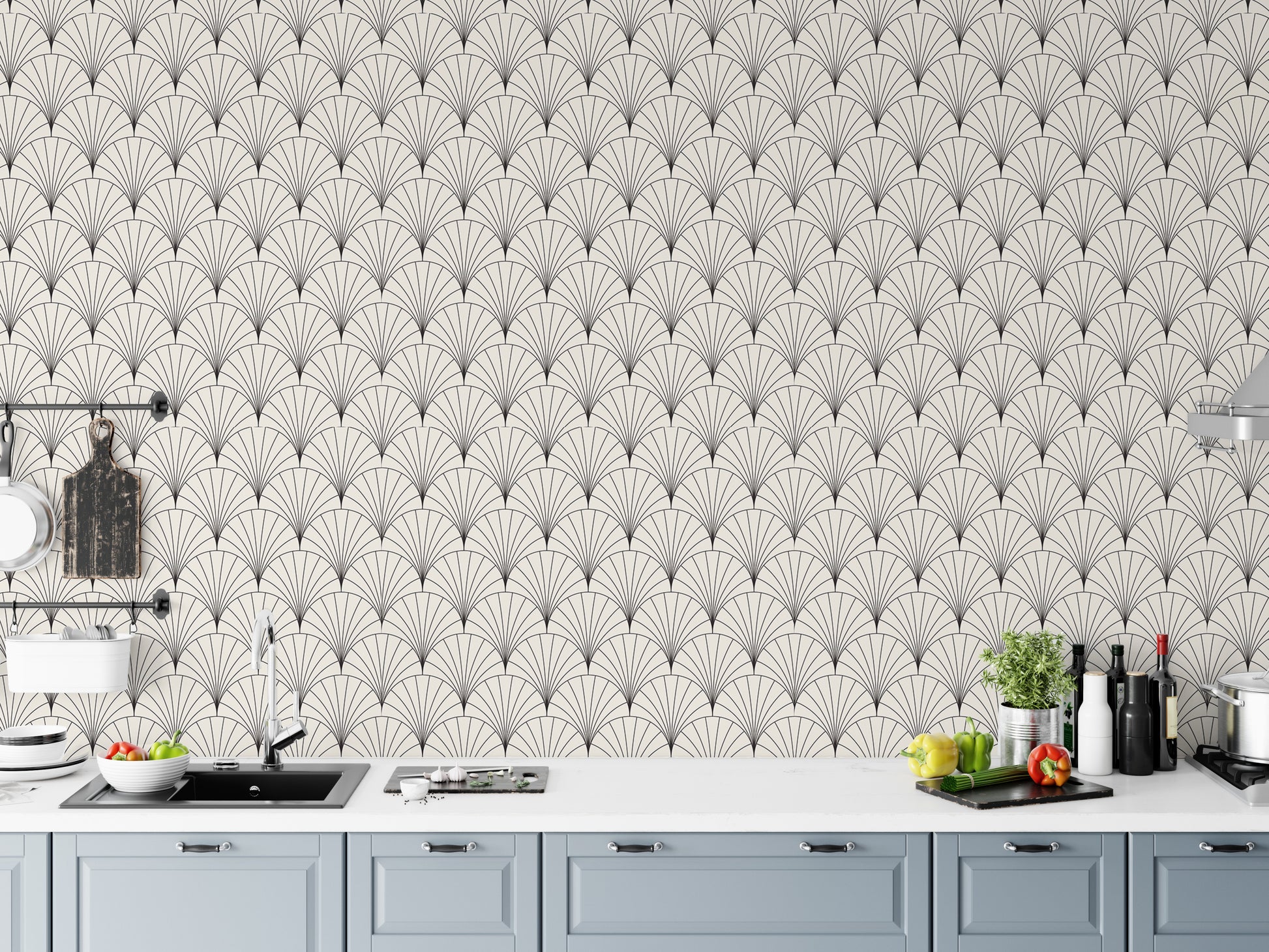 Modern vintage Deco arcs in stylish wall decor.
