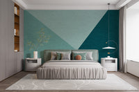 Artistic emerald geometric mural for walls
