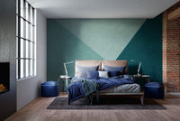 Stylish emerald geometric wall mural design
