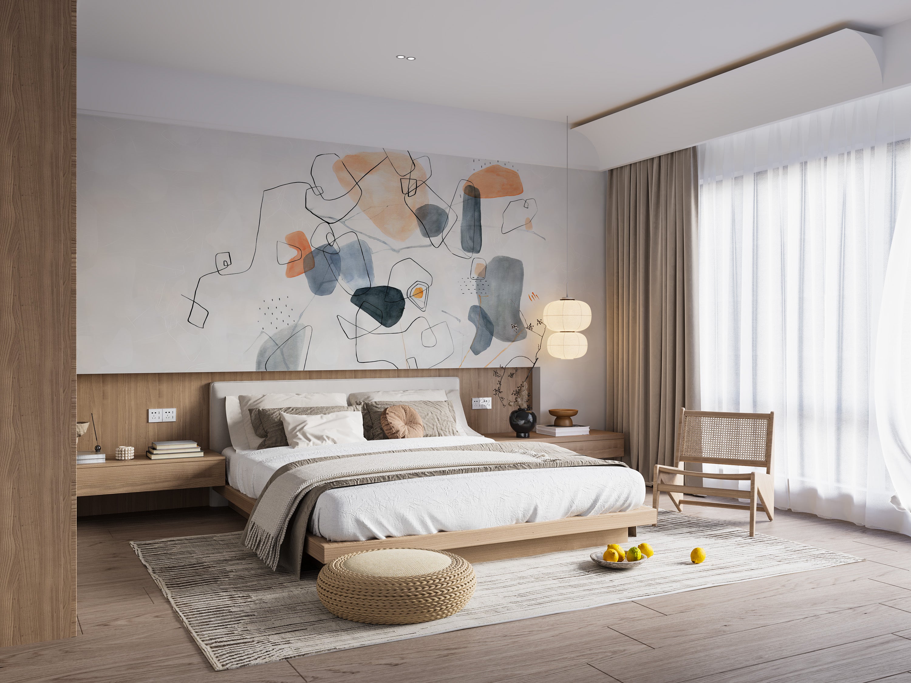 Temporary artistic shapes wallpaper for unique interiors