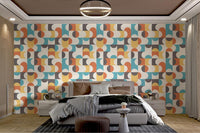 Vibrant retro pattern home decor wallpaper
