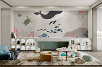 Whimsical ocean-themed wallpaper for children's spaces