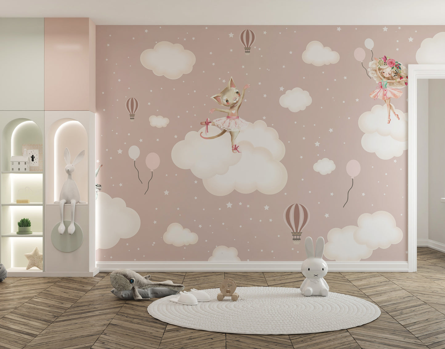 Rabbit mural creates a cheerful atmosphere

