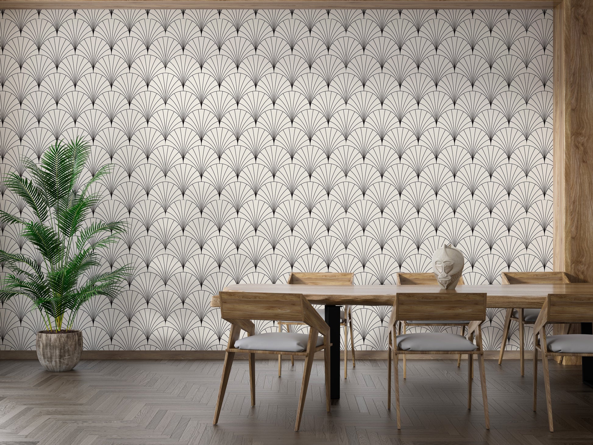 Stylish modern Deco tiles with vintage arc design.