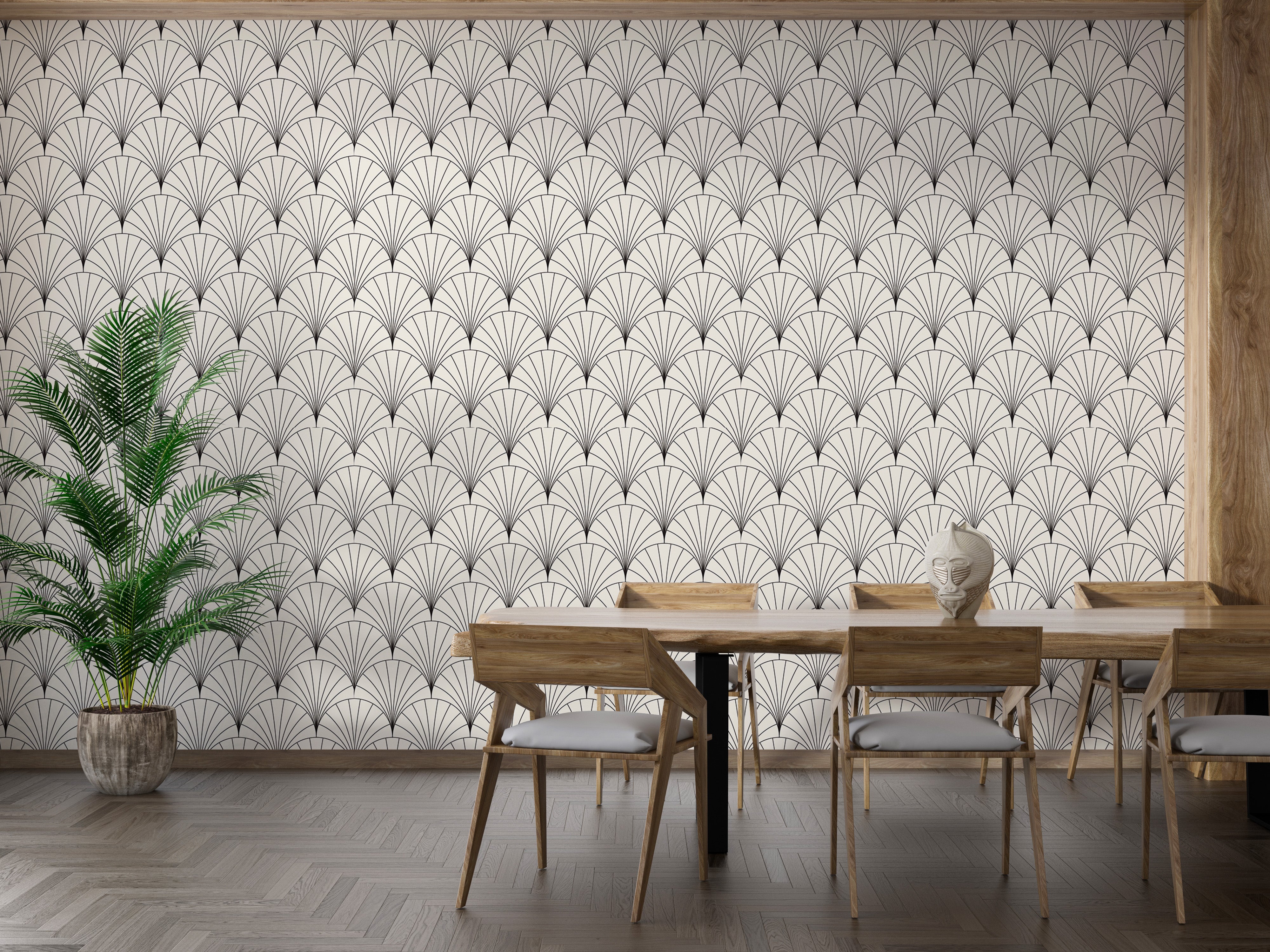Stylish modern Deco tiles with vintage arc design.