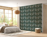 Timeless green floral wallpaper with vintage charm