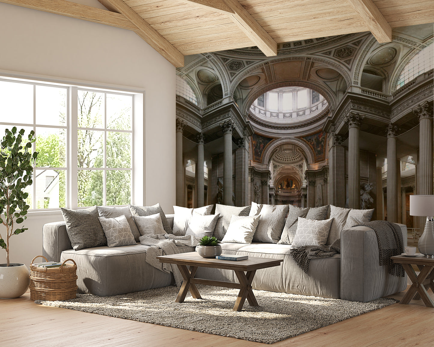 Vintage architectural mural wallpaper
