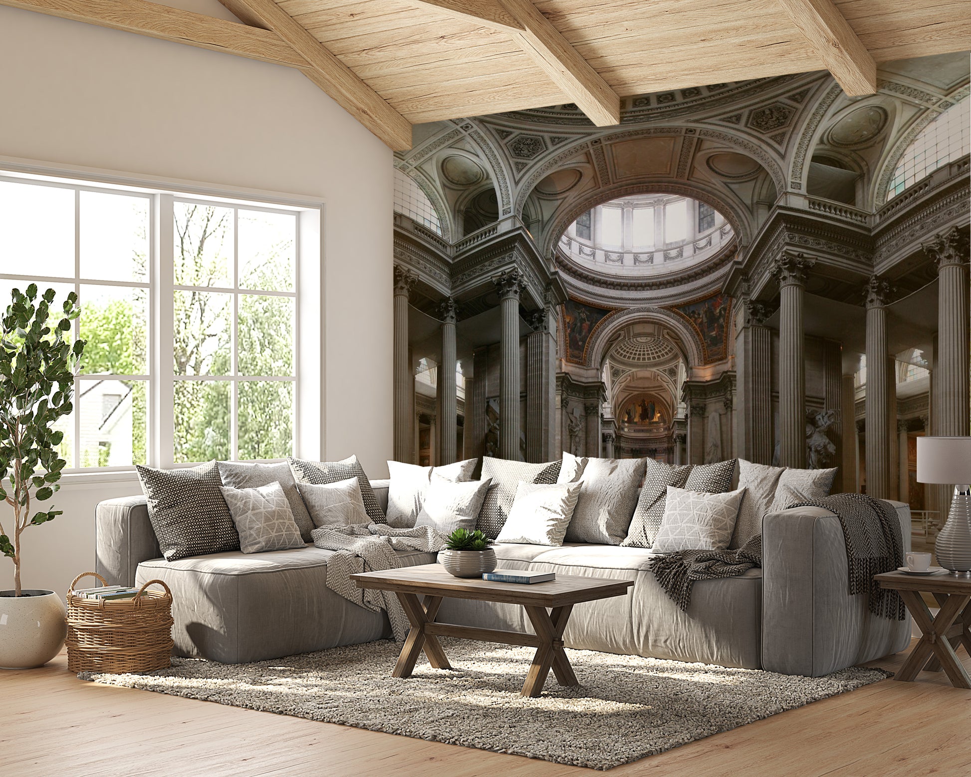 Vintage architectural mural wallpaper
