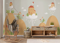 Earthy tone mountain landscape wallpaper
