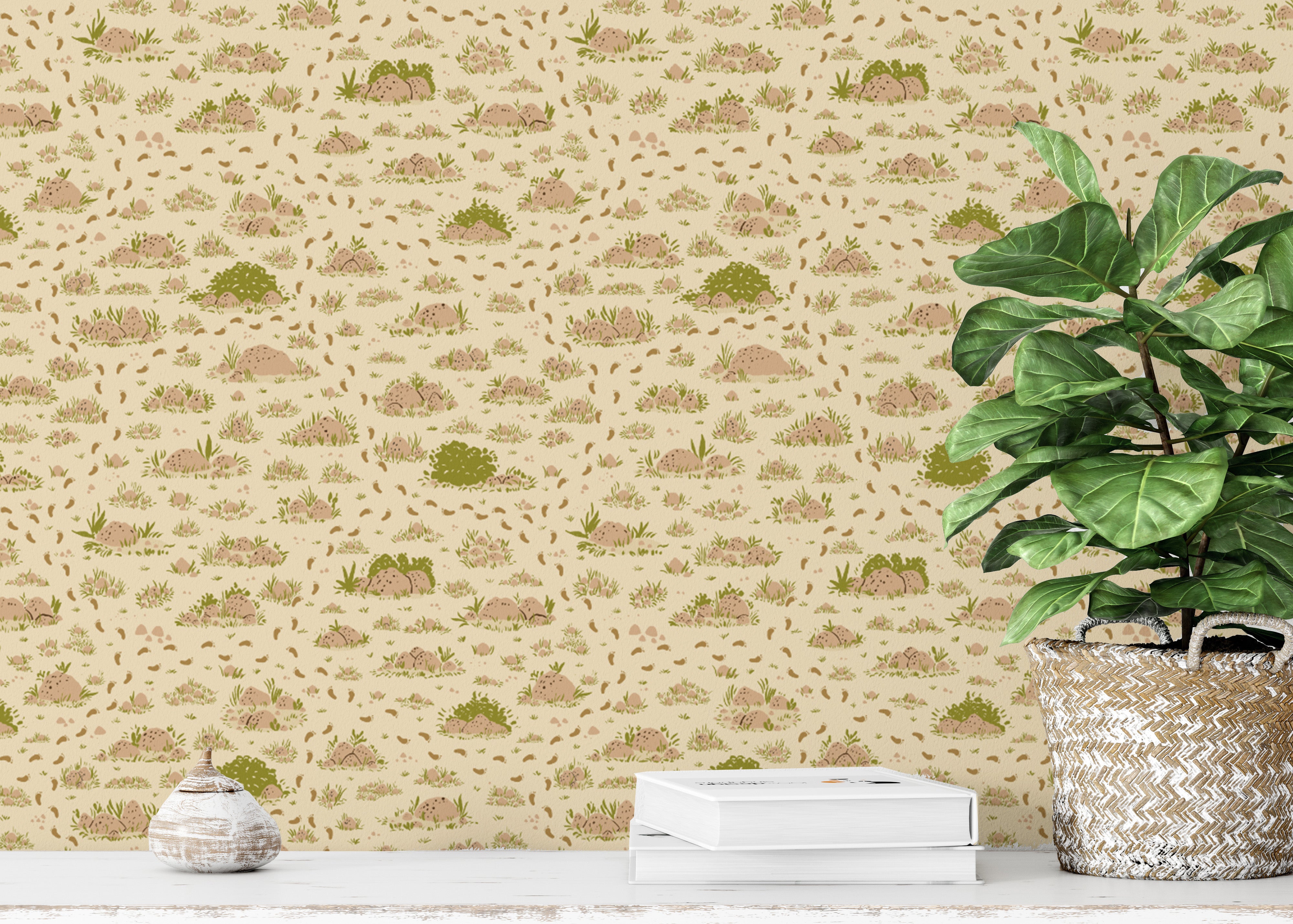 Nature-themed wallpaper with earthy brown tones for walls
