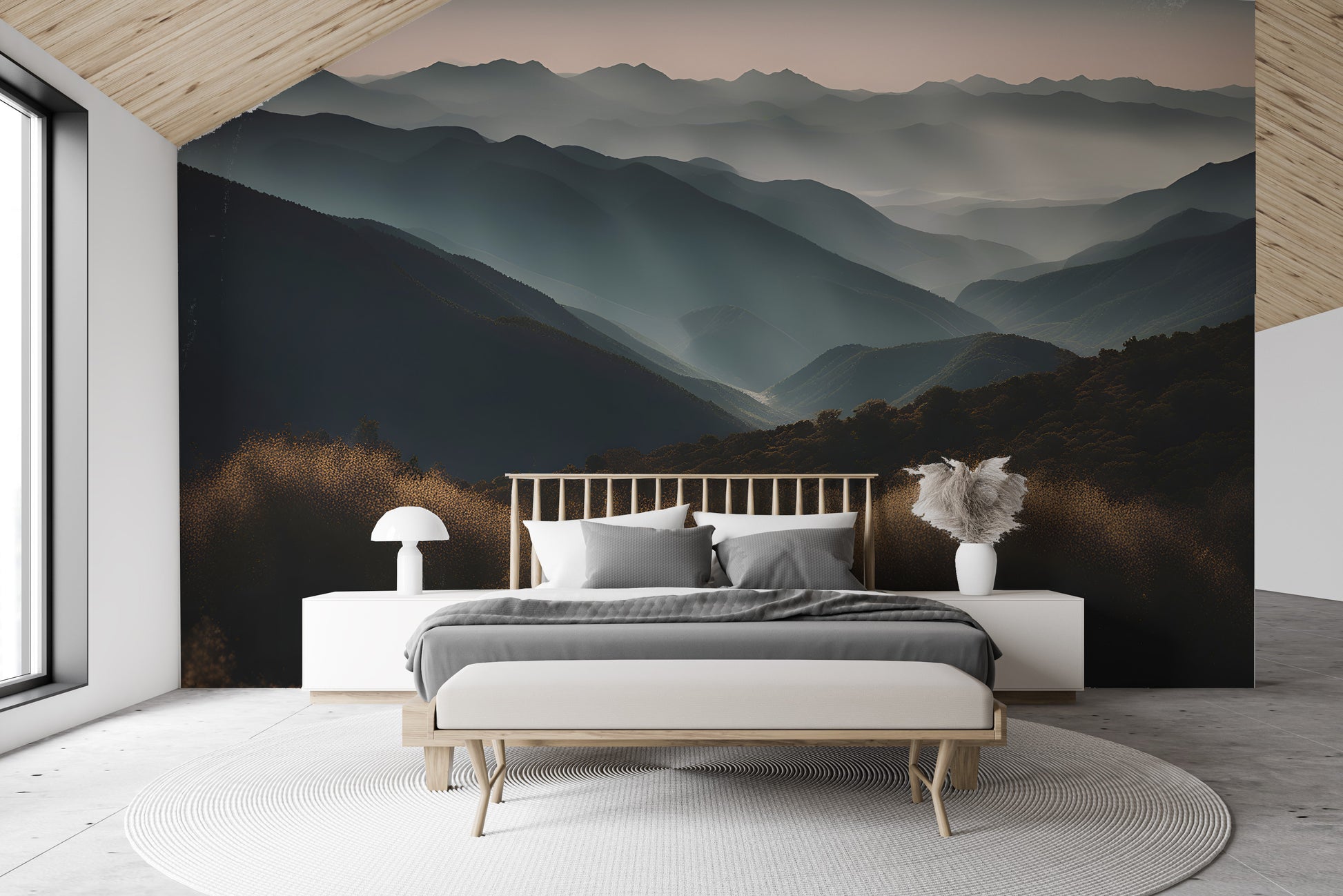 Peaceful sunrise mountain landscape
