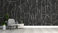 Bold black boulder beach mural for contemporary designs
