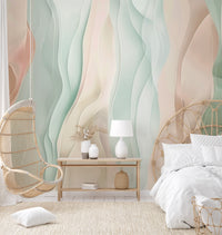 Modern pastel wave design wallpaper for interiors
