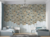 Chic safari green wallpaper for pet-themed interiors