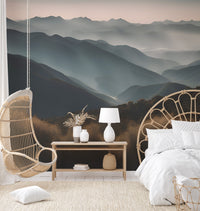 Morning mist over scenic mountains
