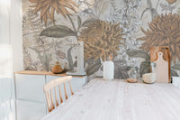 Elegant wildflowers garden mural for peaceful interiors