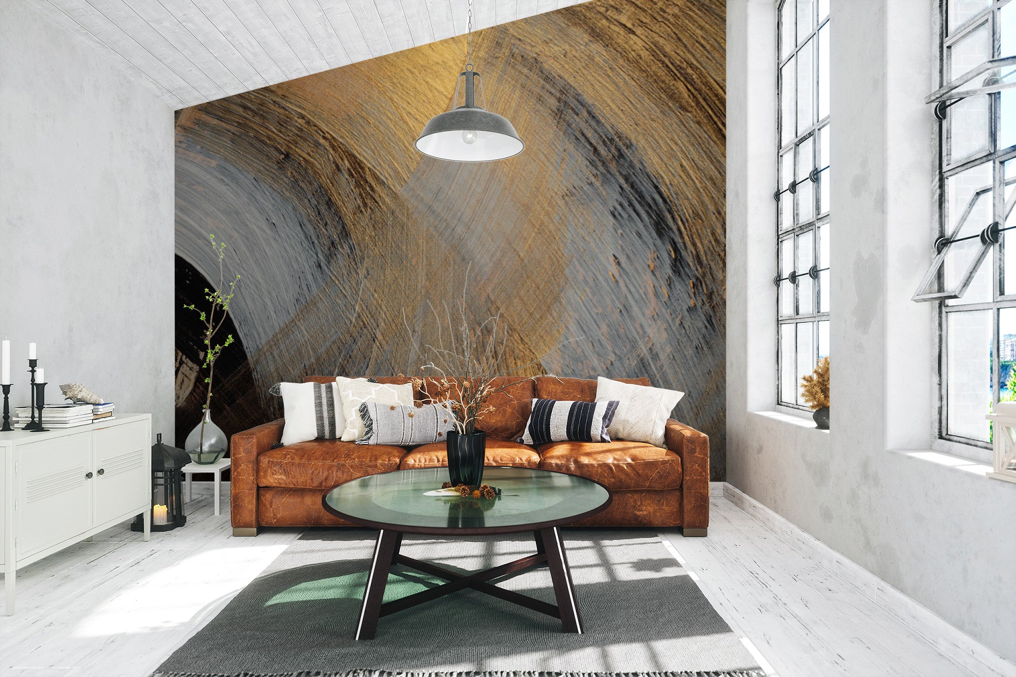 Gold and black abstract pattern wall mural
