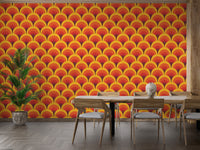 Bold orange arch pattern wallpaper mural
