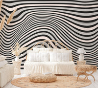 Trending op art wavy pattern wallpaper for unique interiors
