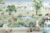 Artistic wall mural showcasing forest deer in nature.
