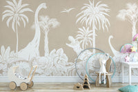 Dino-themed Monochrome Brown mural for dynamic decor.

