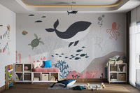 Colorful nursery wallpaper with ocean adventure vibes