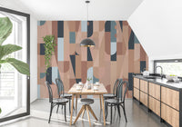 Colorful abstract mural wallpaper with dynamic shapes