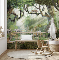 Jungle cats mural adding wild charm to interiors.
