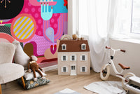 Modern abstract faces mural for trendy walls
