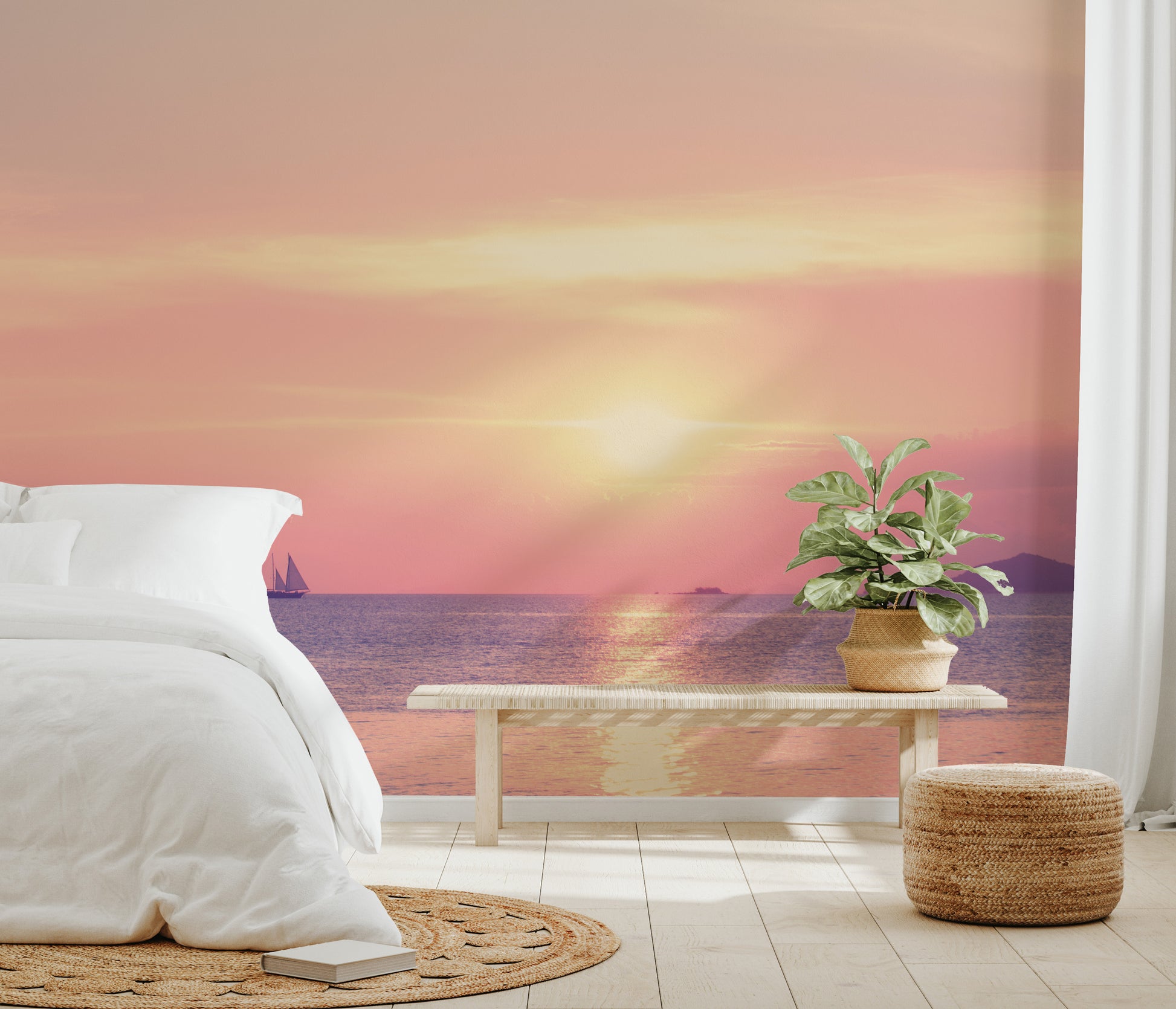 Pastel sunset ocean wallpaper mural
