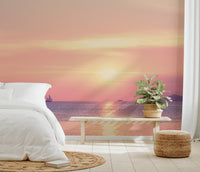 Pastel sunset ocean wallpaper mural
