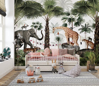 Deer mural with a calm and picturesque forest setting.
