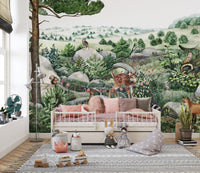 Happy hills mural for bright and lively interior designs.



