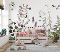 Transform spaces with Hummingbird Hedge wall mural.
