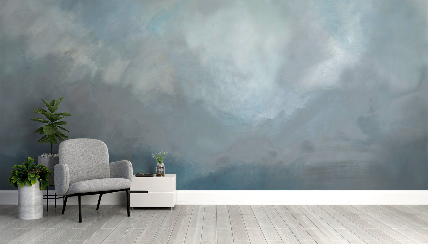 Peaceful beach scene in watercolor style for walls

