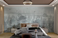 Flying birds and lush jungle floral wall decor mural