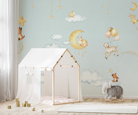 Whimsical Blue Sweet Dreams design for kids' walls.