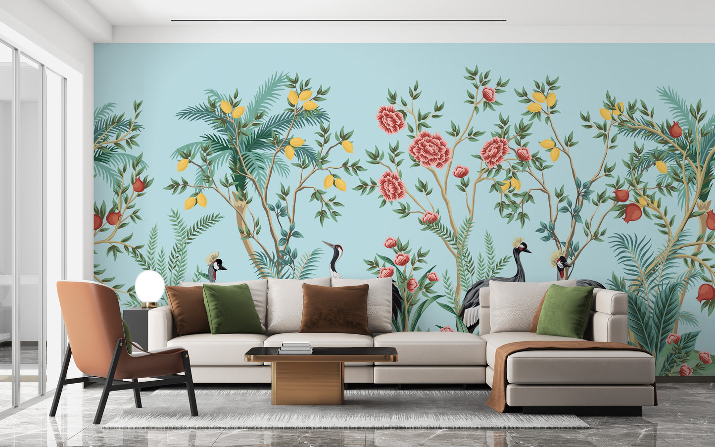 Wallpaper with graceful palm tree details



