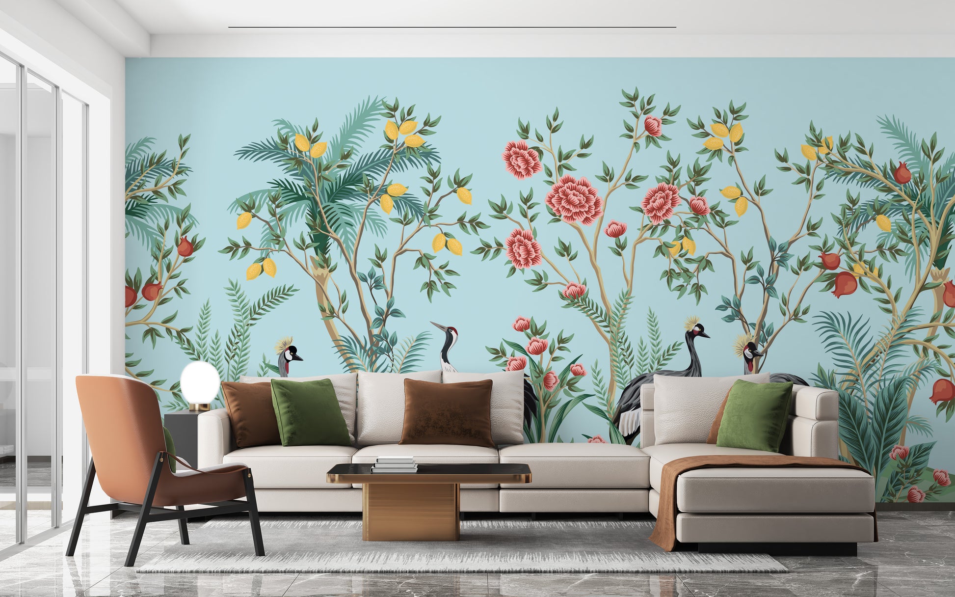Wallpaper with graceful palm tree details



