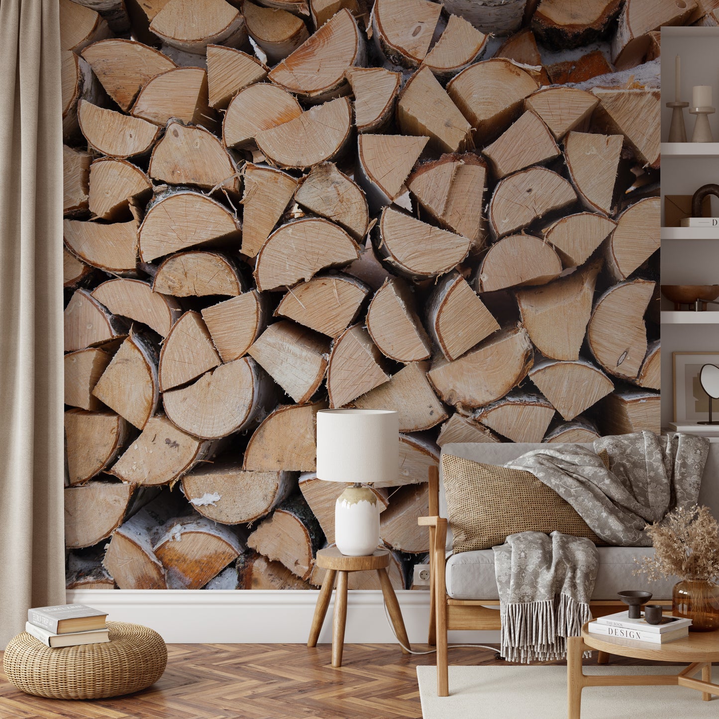 Natural wood texture wall mural design
