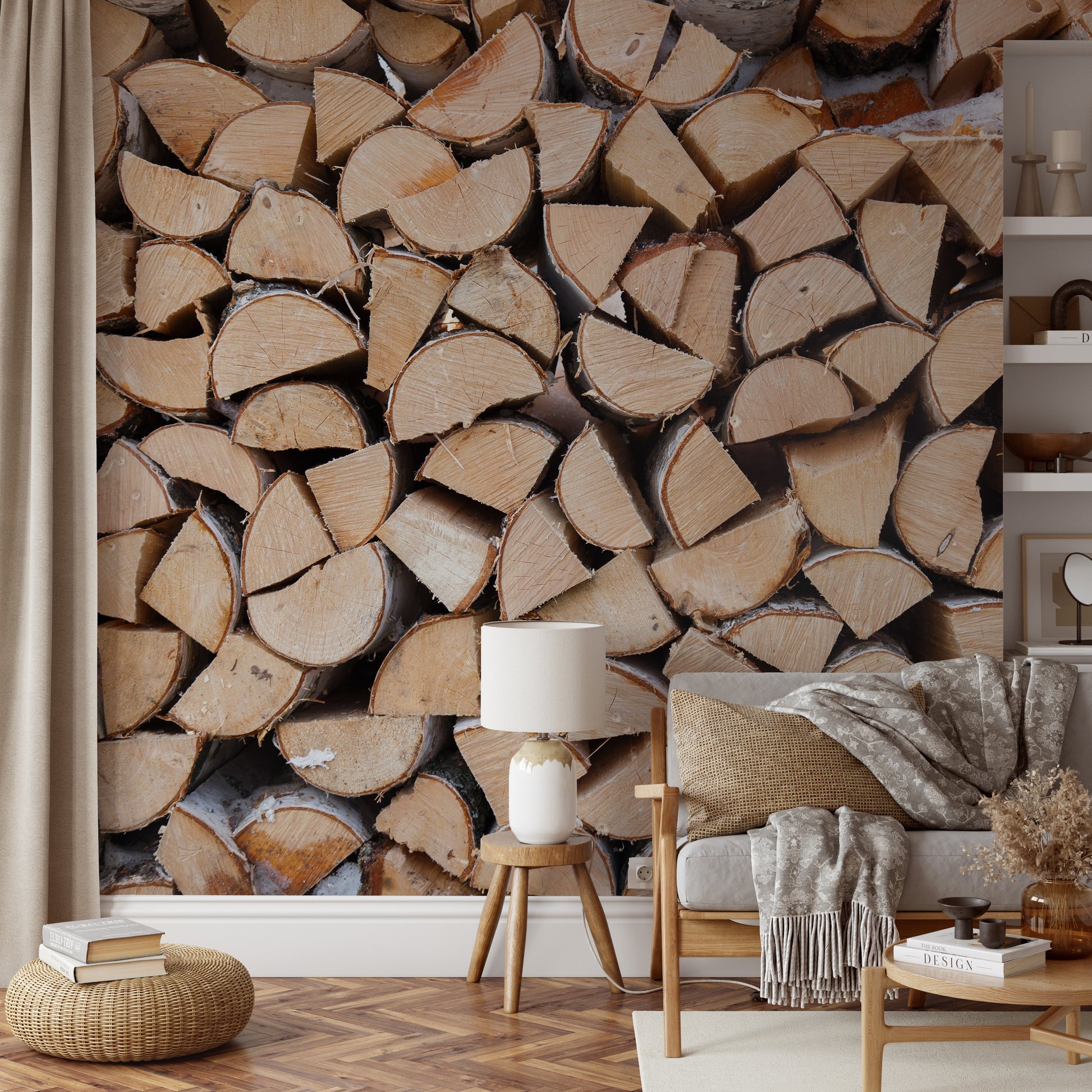 Natural wood texture wall mural design
