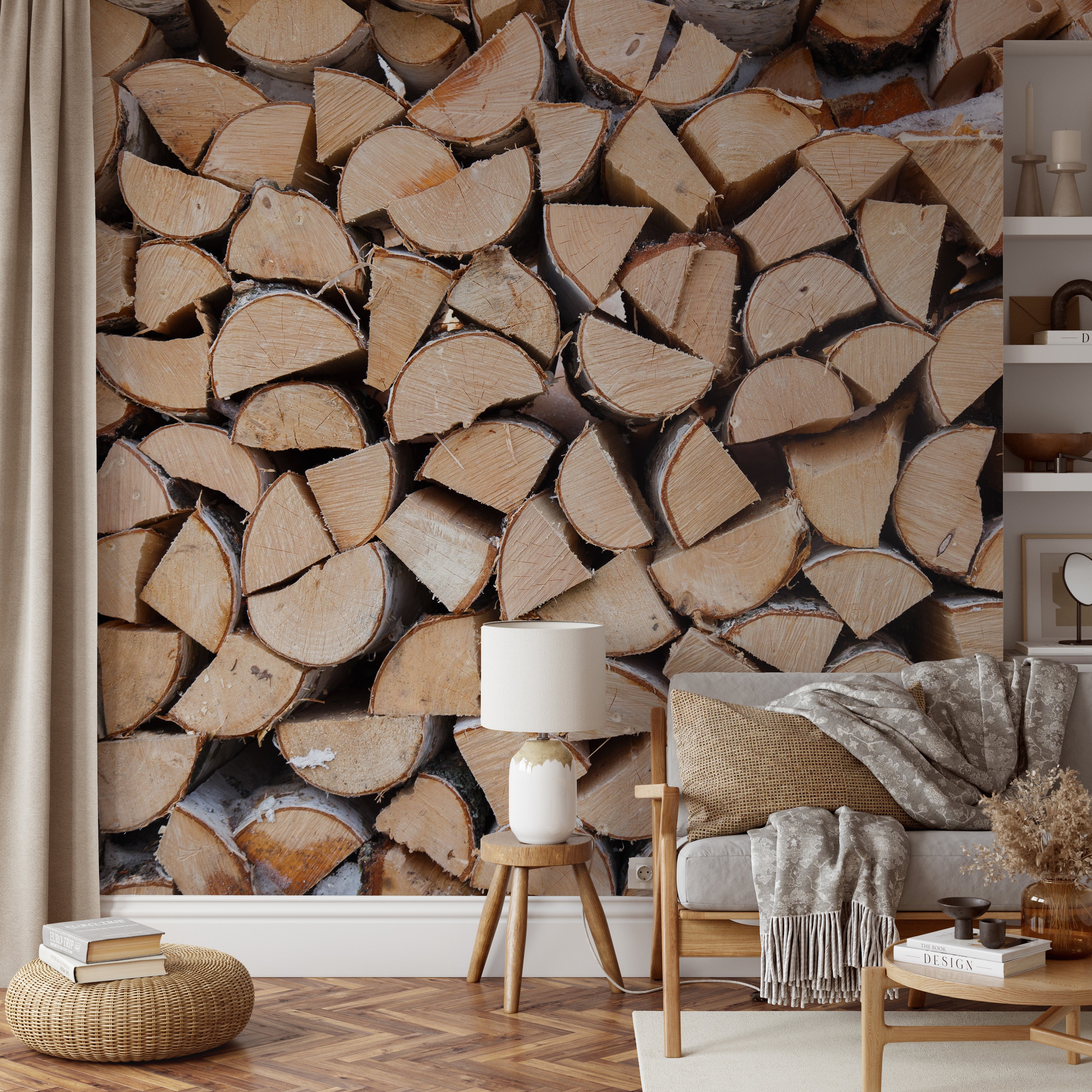 Natural wood texture wall mural design
