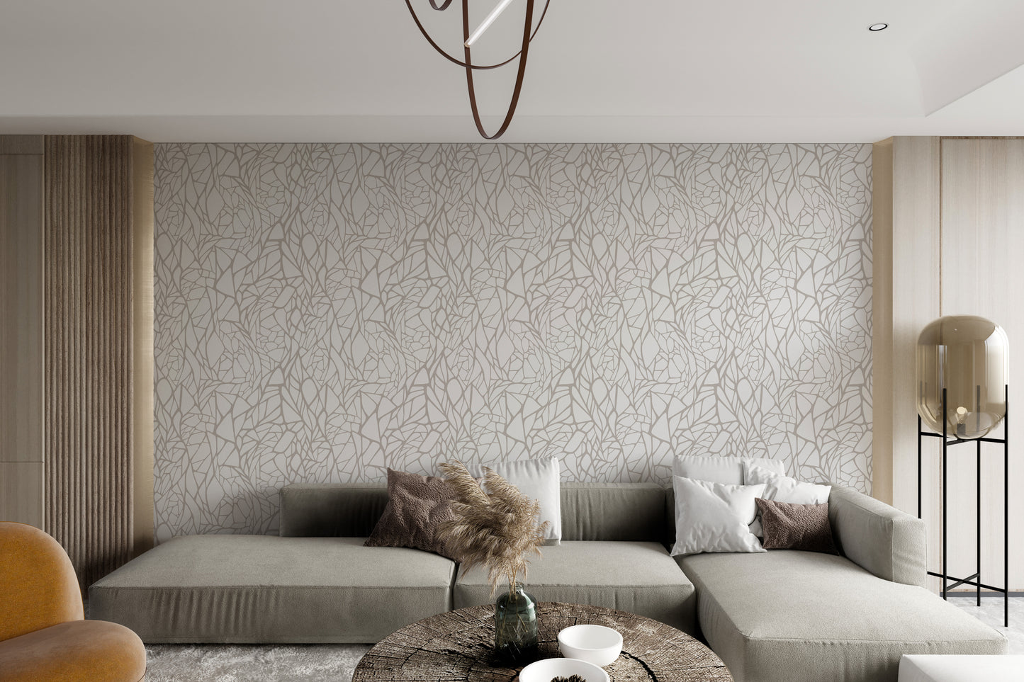 Subtle geometric line design mural
