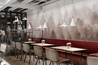 Brown watercolor-painted pine trees for wall decor