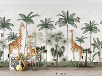 Elegant wallpaper showcasing gracious giraffes in nature.
