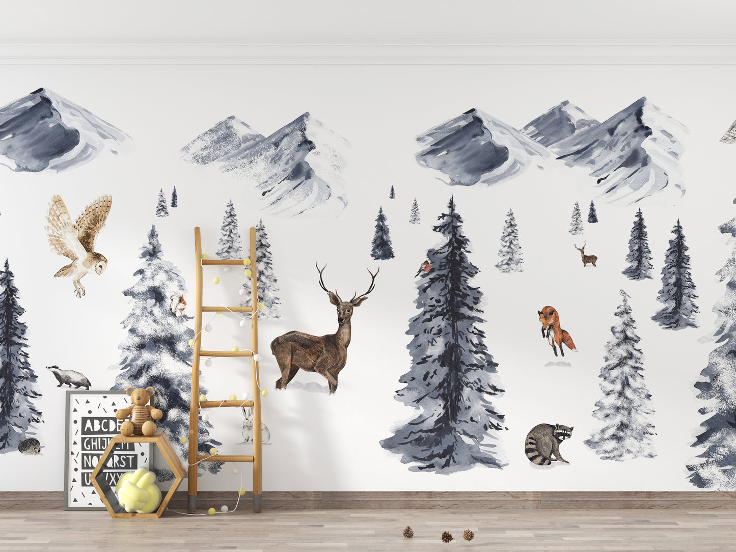 Elegant Winter Wonderland design for serene wall decor.
