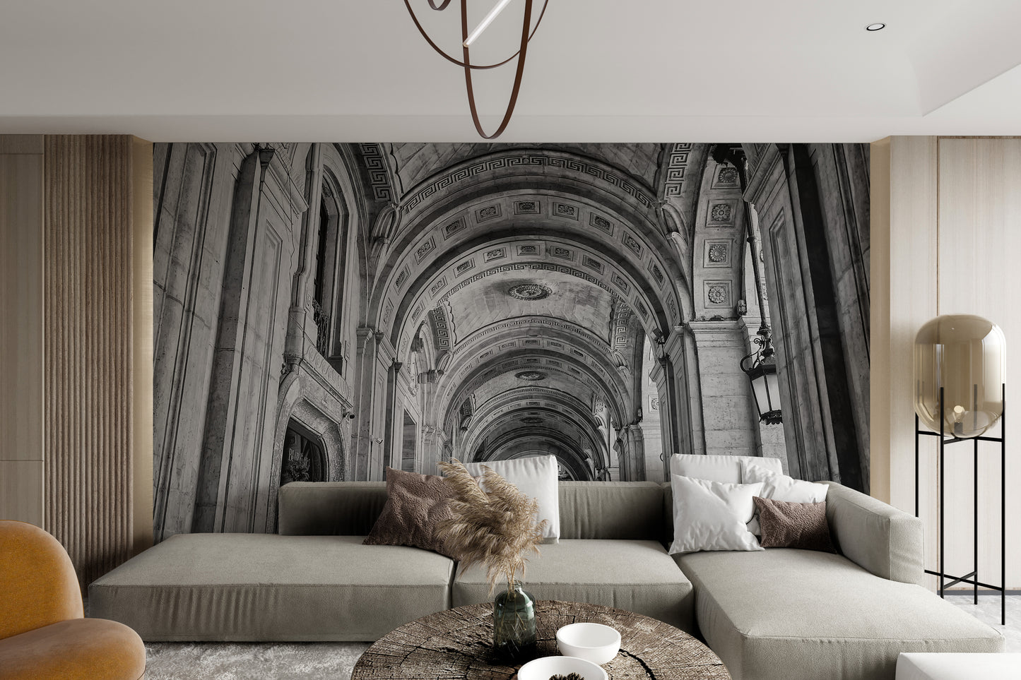 Intricate monochrome column wall art
