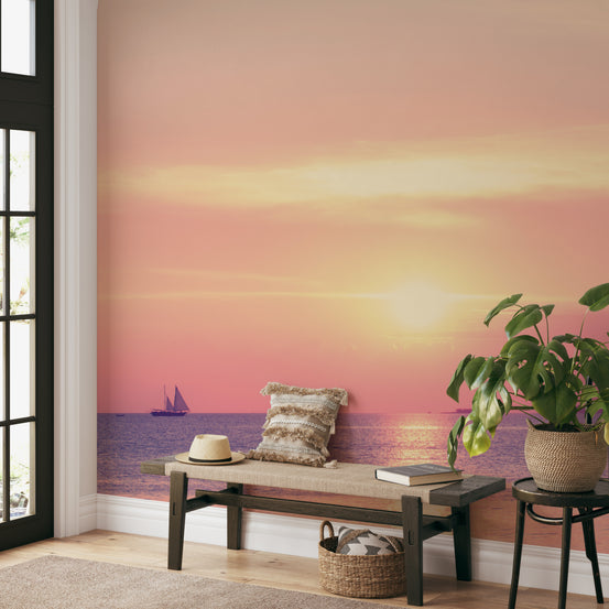Dreamy sunset over ocean wallpaper

