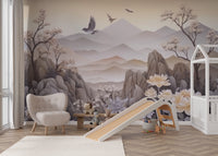 Asian-style landscape wallpaper with soft hues
